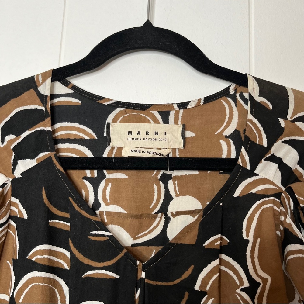 Marni Patterned Shift Mini Dress Statement Sleeve… - image 4